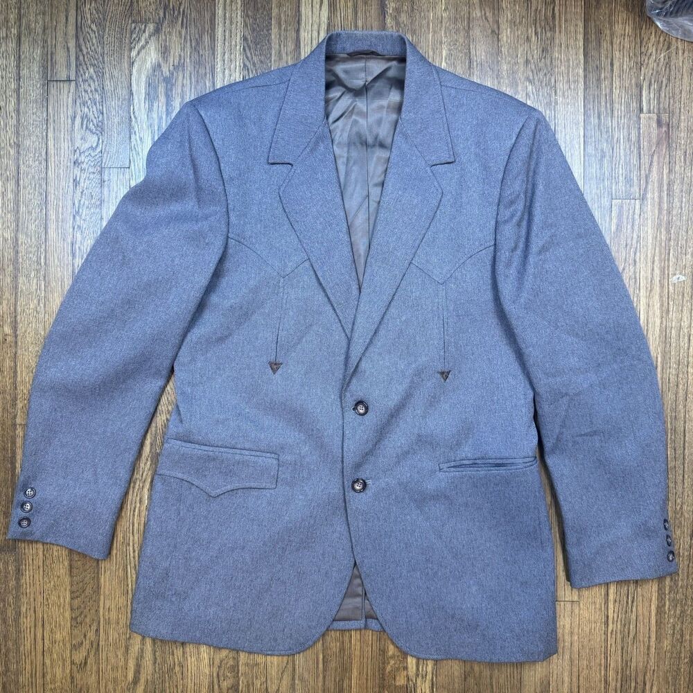 Circle Men’s Brown Solid Western Sport Coat 40R Single-Breasted 2-Button
